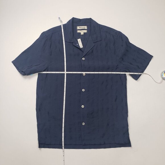 Madewell Boxy Short-Sleeve Shirt in Jacquard Men Size XS Warm Midnight Blue NWT - Picture 3 of 16